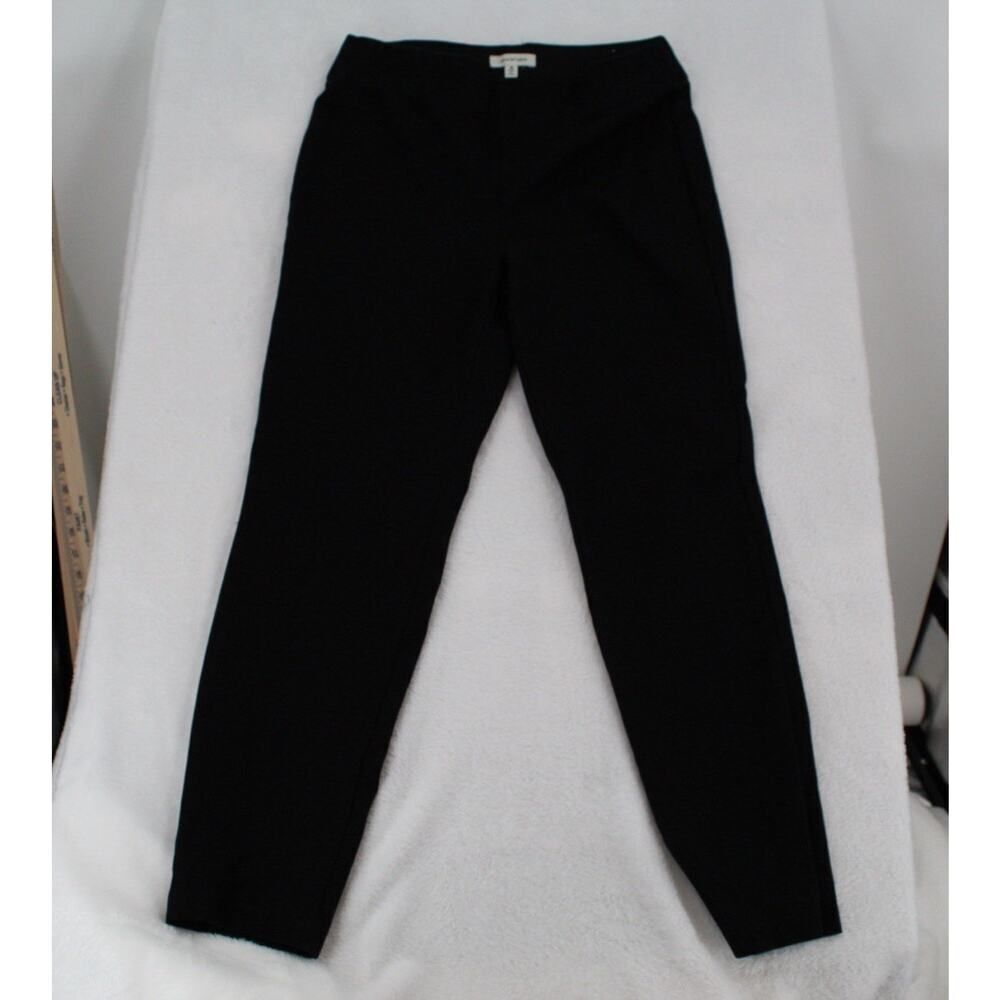Max Studio Pull On Stretch Knit Pants Women's Size M Black Tapered Leg